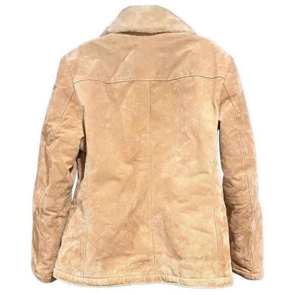 Winlit Genuine Leather Suede Tan Jacket Fur Lining Women’s Large - Picture 2 of 5